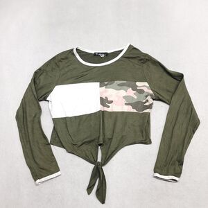 Rainbow Casual Pullover Long Sleeve T Shirt Womens Size Large L Green White